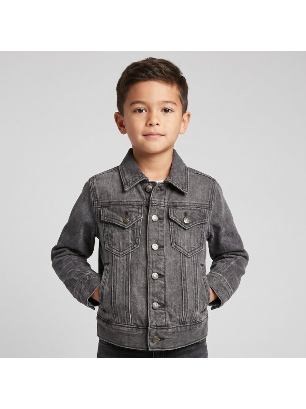 Gap Kids Brick Lane Collection Boy's Gray Wash Denim Jean Jacket in size S 6-7